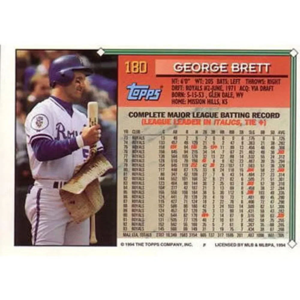 1994 Topps George Brett # 180 Kansas City Royals